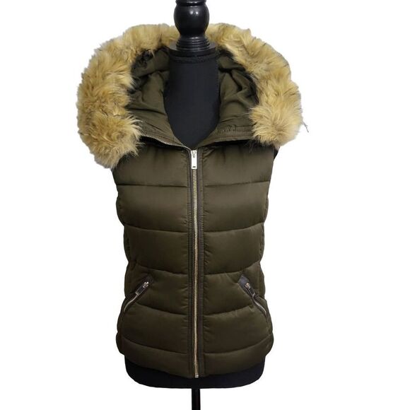 Zara Trafaluc outerwear olive green puffer vest - Picture 2 of 13